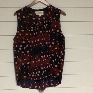 Aliceblue Pleated Front Sleeveless Blouse Tank Top